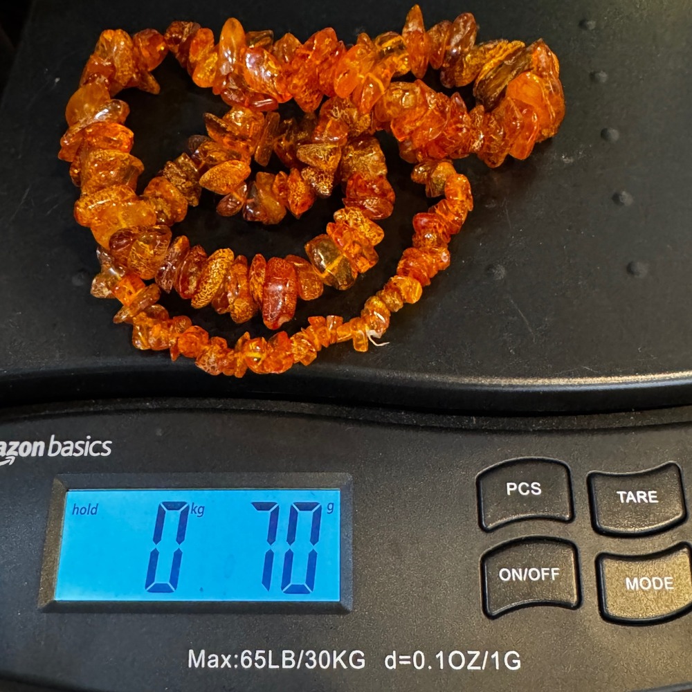 Natural Baltic‎ Amber Chip Necklace Gemstone Glow Boho Chic 26 inches Gradual - Picture 8 of 16